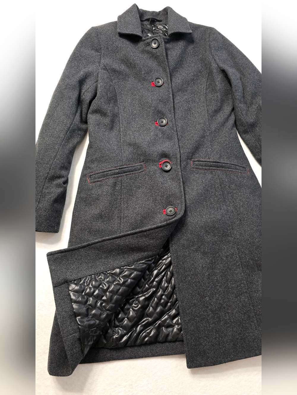 Classic Dark Gray Wool Blend Women's Coat Suze 4RG - Picture 6 of 13
